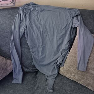 Abercrombie & Fitch Assymetrical Draped Bodysuit Large Blue